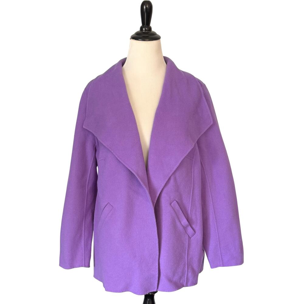 Talbots Womens Open Front Jacket Plus Size 2X Purple Shawl Collar Wool Blend